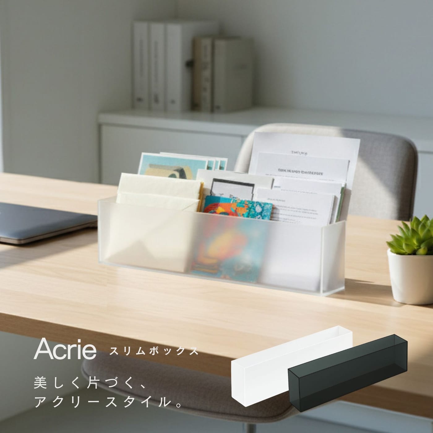 アクリー スリムボックス スリッパラック 卓上収納 文房具 小物 玄関 オフィス アクリル製 完成品